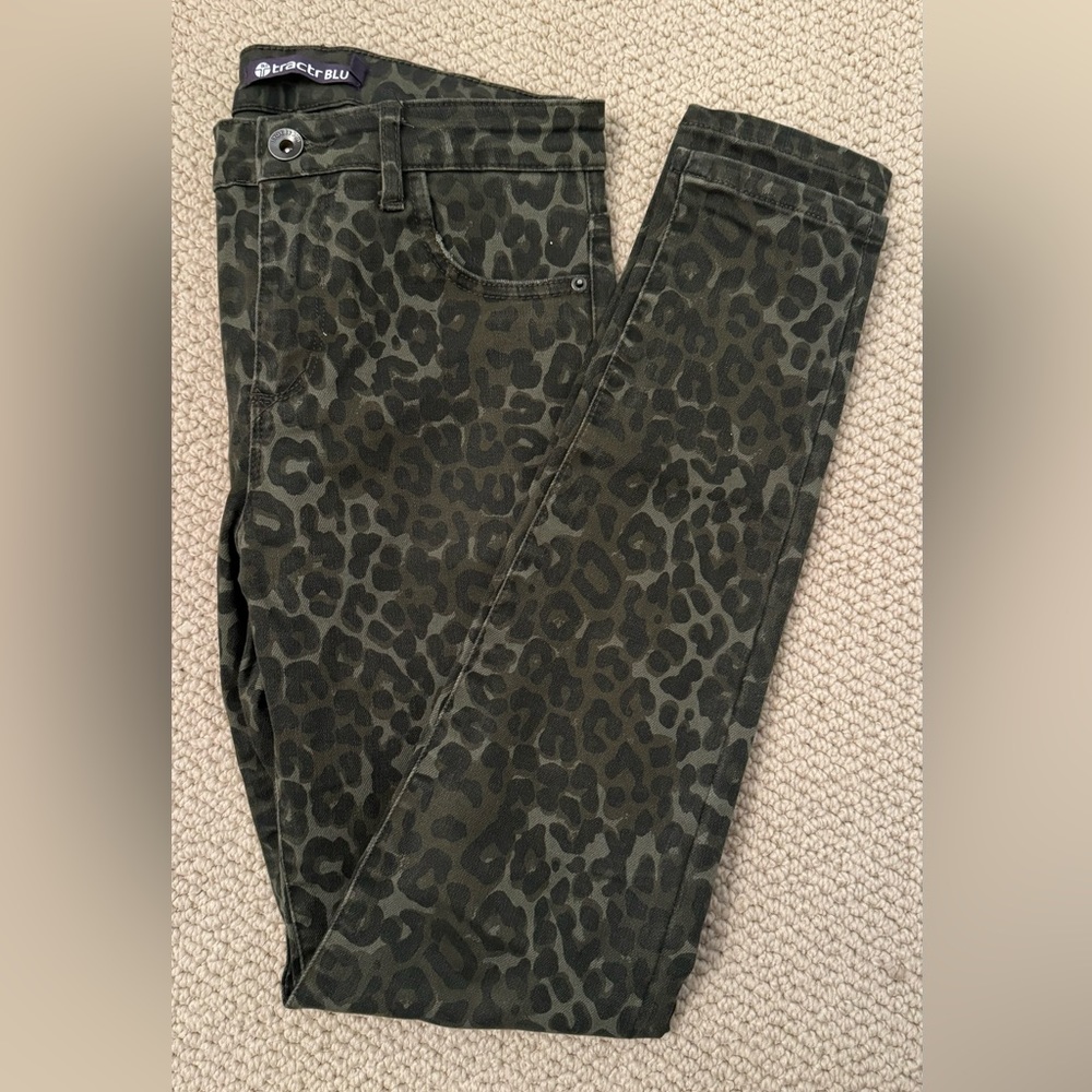 Tractr Blu Leopard Print Julia High Rise Skinny Jeans Size 25